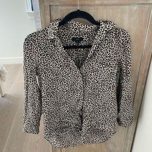 J crew leopard print silk button up
